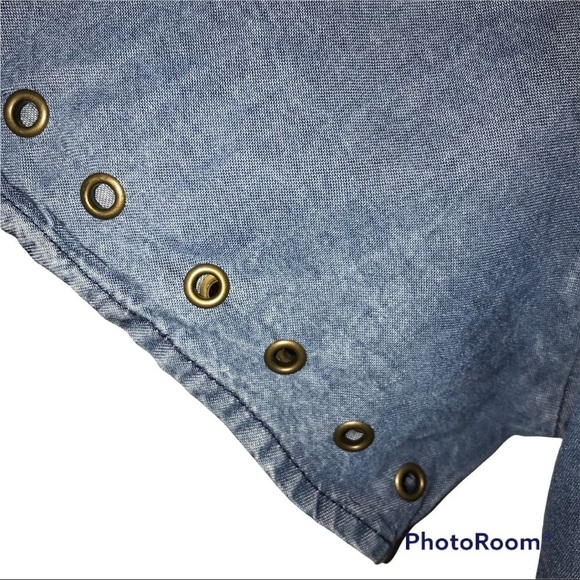 Nanette Lepore Embroidered Chambray Dress Medium - Picture 7 of 8